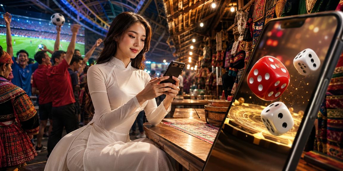 Người chơi tại Sapa mặc áo dài tham gia Tài Xỉu trực tuyến